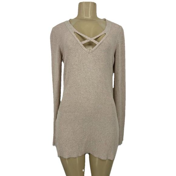 Free People Small Women Criss Cross Sweater V Neck Side Slits Tunic Long Sl S5v - Picture 1 of 7